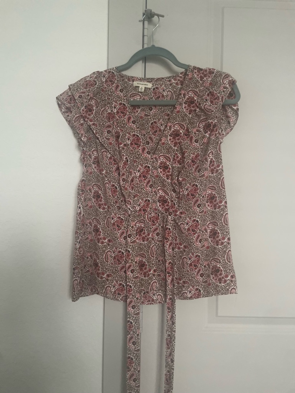 Red Paisley Wrap Blouse - Picture 2 of 3